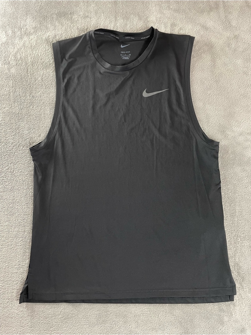 Nike Pro Shirt Mens S Black Dri Fit Tank Top Sleeveless Swoosh Gym Lightweight